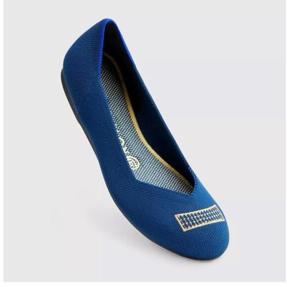 Rothy's The Ballet Flat Slip-On Comfortable Blue Holiday Licorice Size W9.5 NWOB - Picture 4 of 9